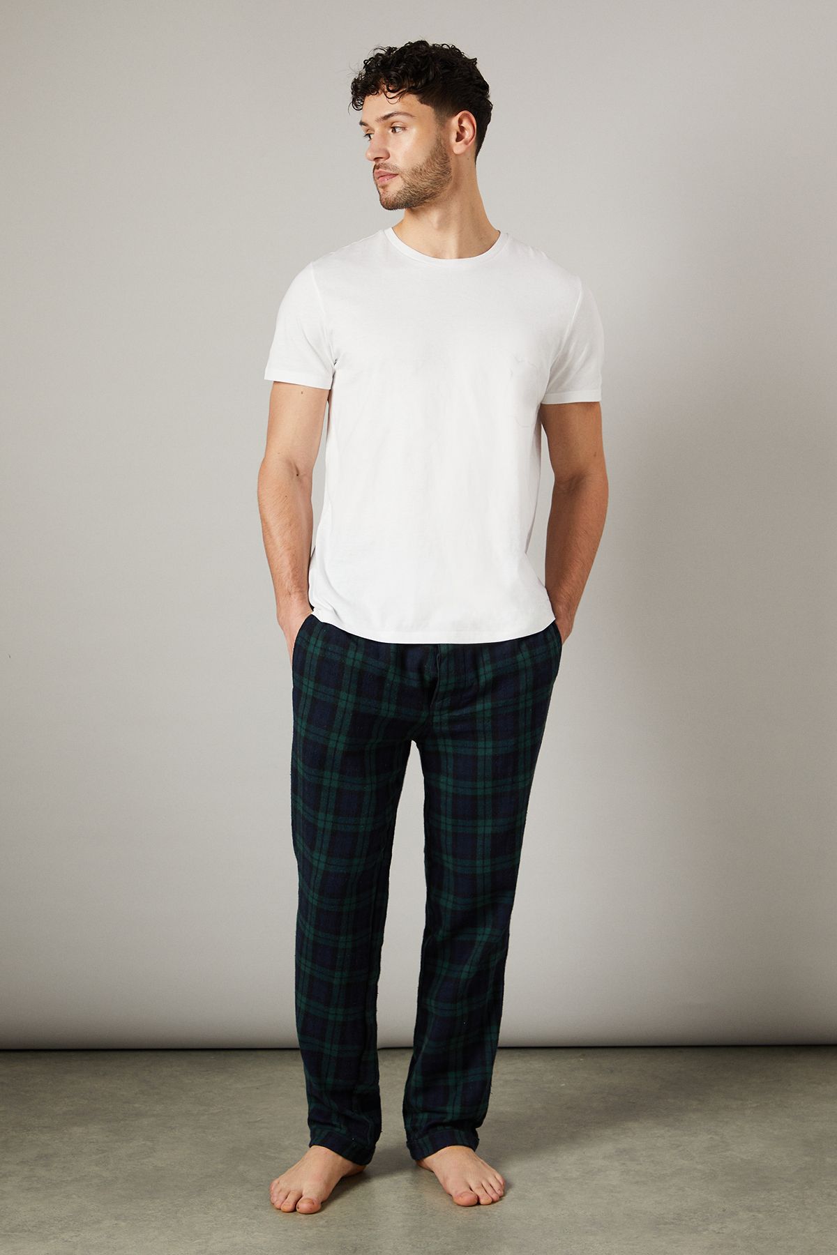Navy Blackwatch Brushed Check Pyjama Bottoms