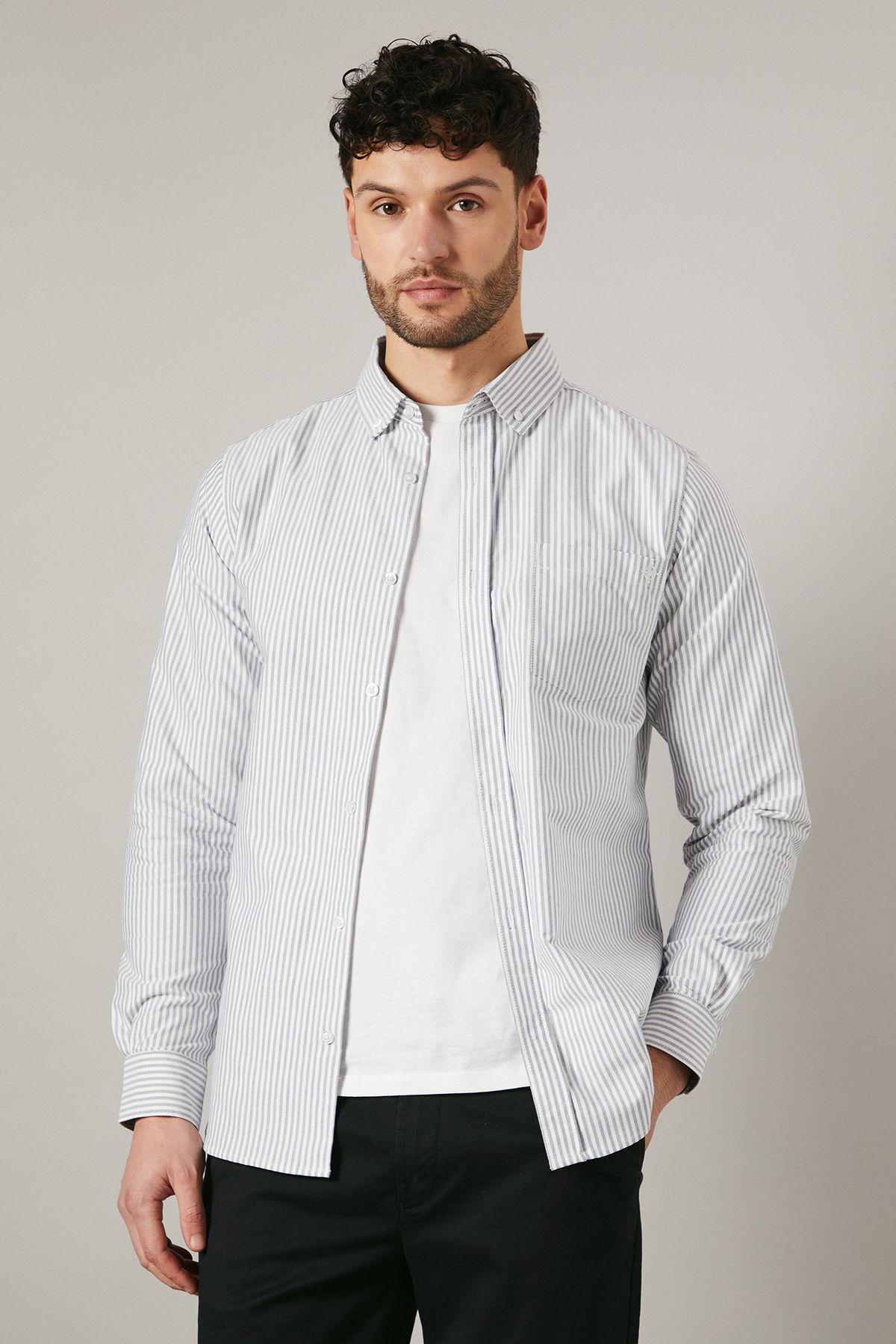 Black Oxford Stripe Long Sleeve Shirt