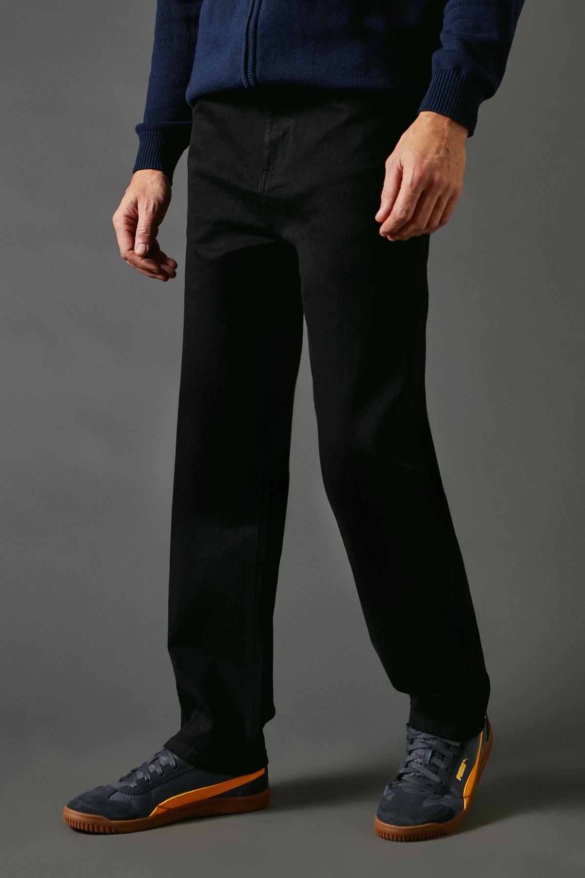 Black Stretch Straight Leg Jeans