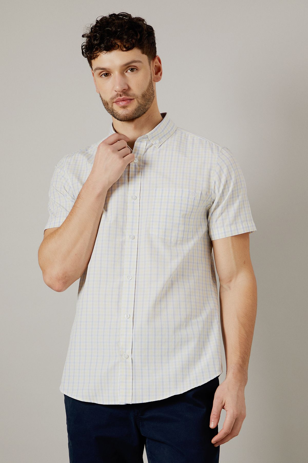 Yellow Gerona Check Short Sleeve Shirt