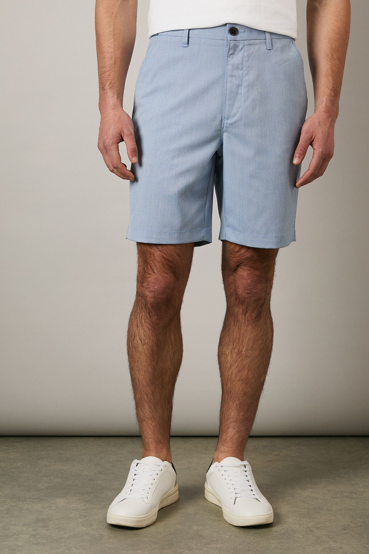Light Blue Textured Chino Shorts