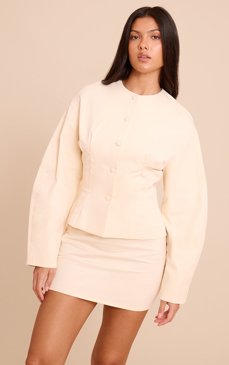 Almond Tailored Woven Micro Mini Skirt