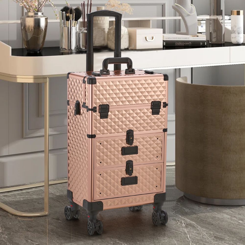 Large Capacity 3-in-1 Rolling Cosmetic Trolley Case System