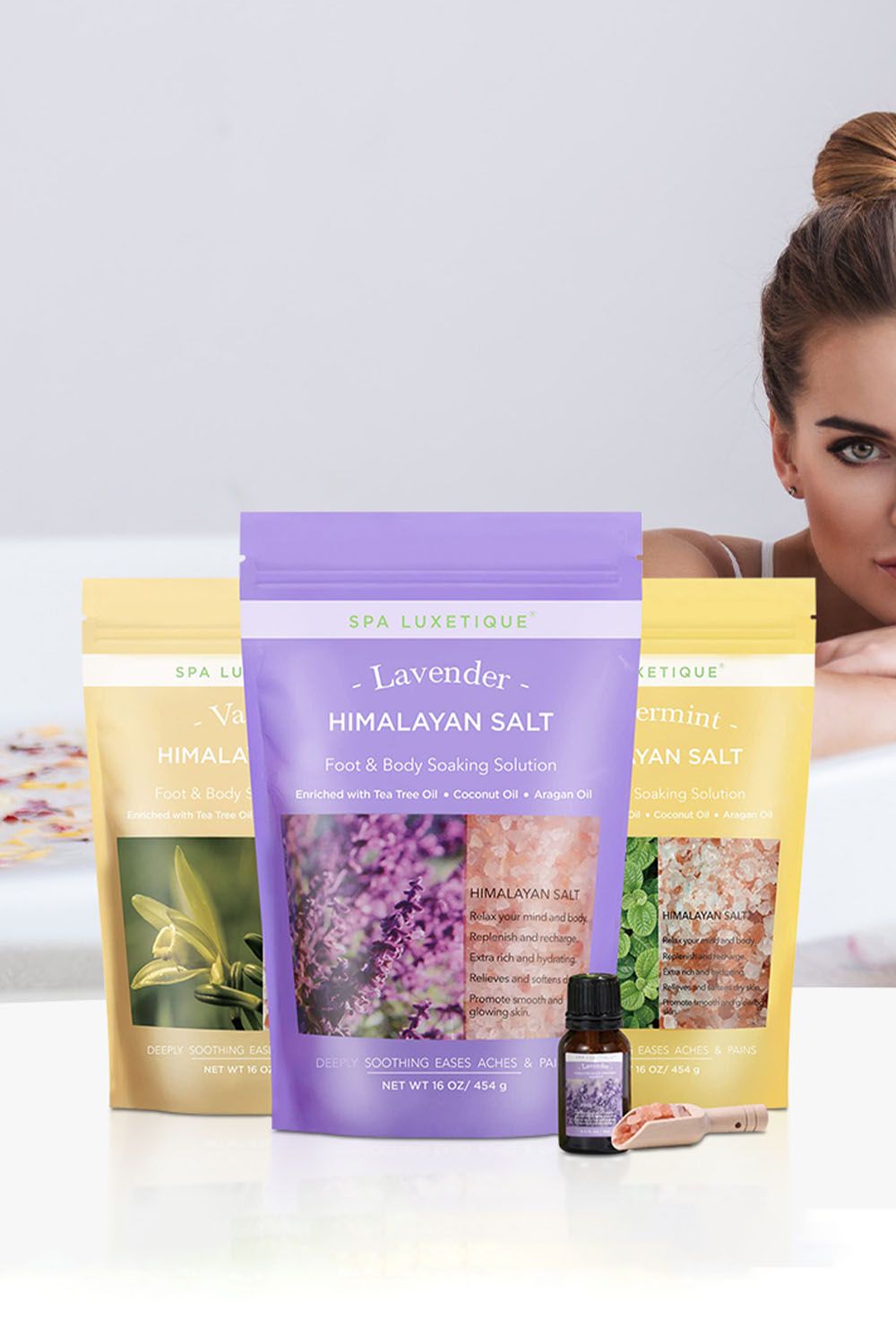 3x454g Bath Salts Gift Sets with Extra Lavender Essential Oil