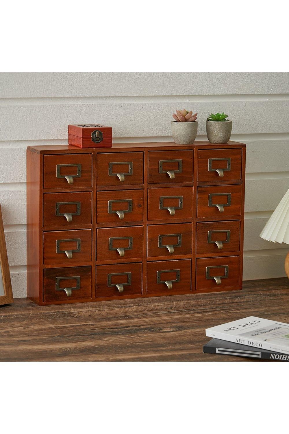 16 Grid Retro Wooden Drawer Box