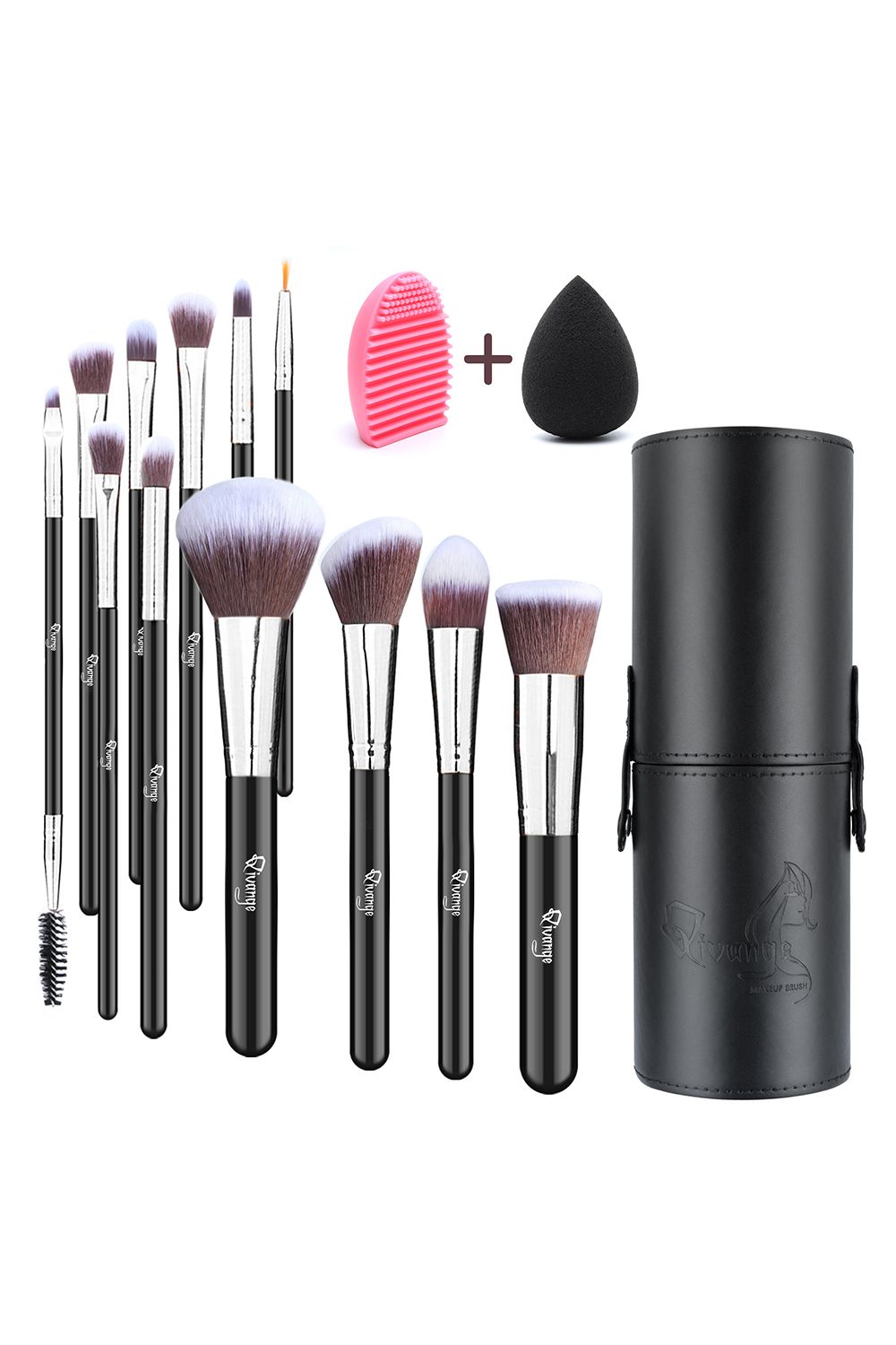 12 Pcs Professional Makeup Brush Set with Makeup Sponge and Brush Egg