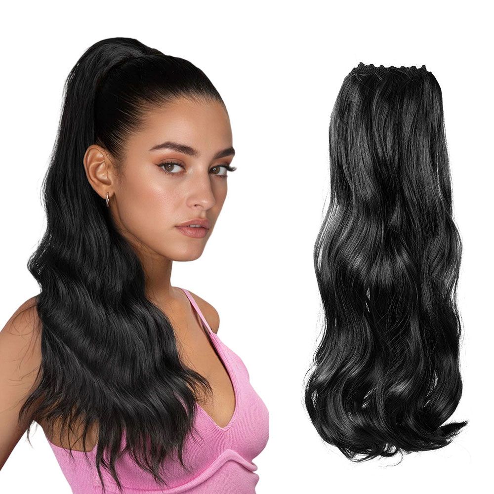 Black Claw Clip Large Wavy Ponytail Hair Extension