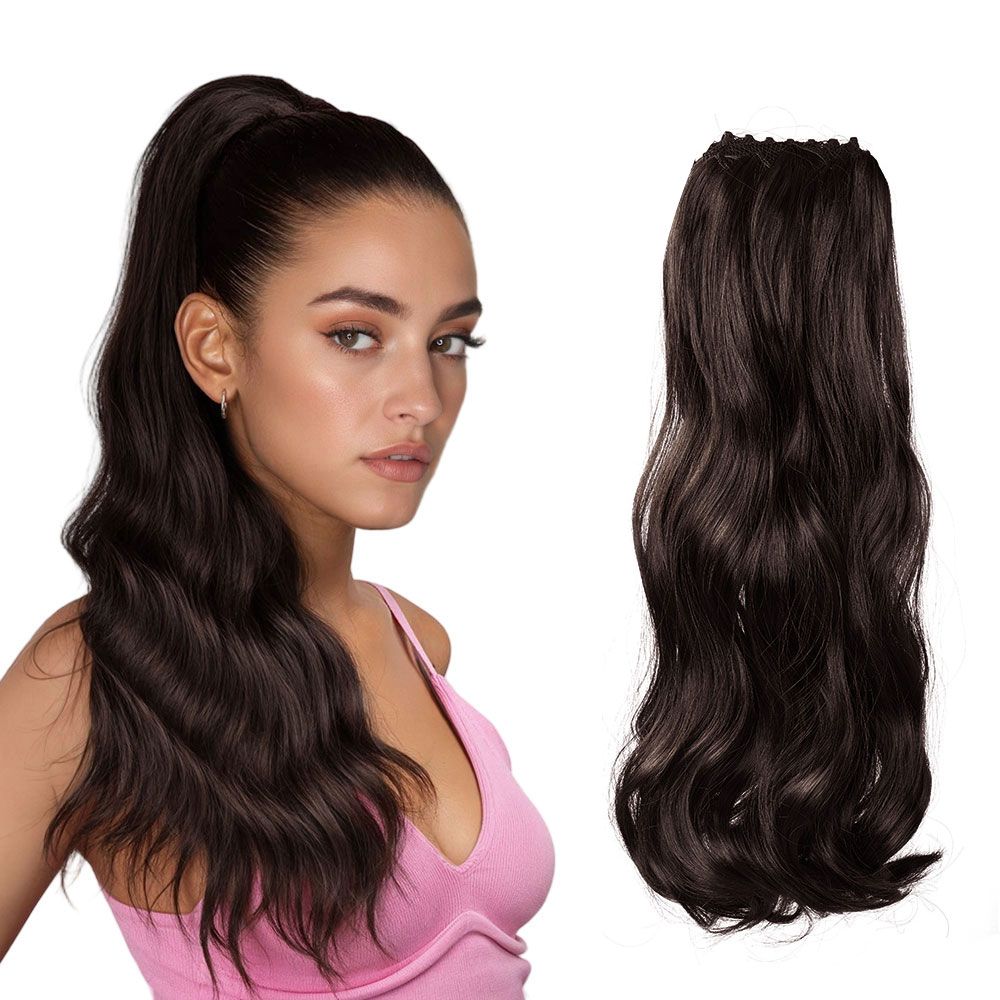 Brown Claw Clip Large Wavy Ponytail Hair Extension