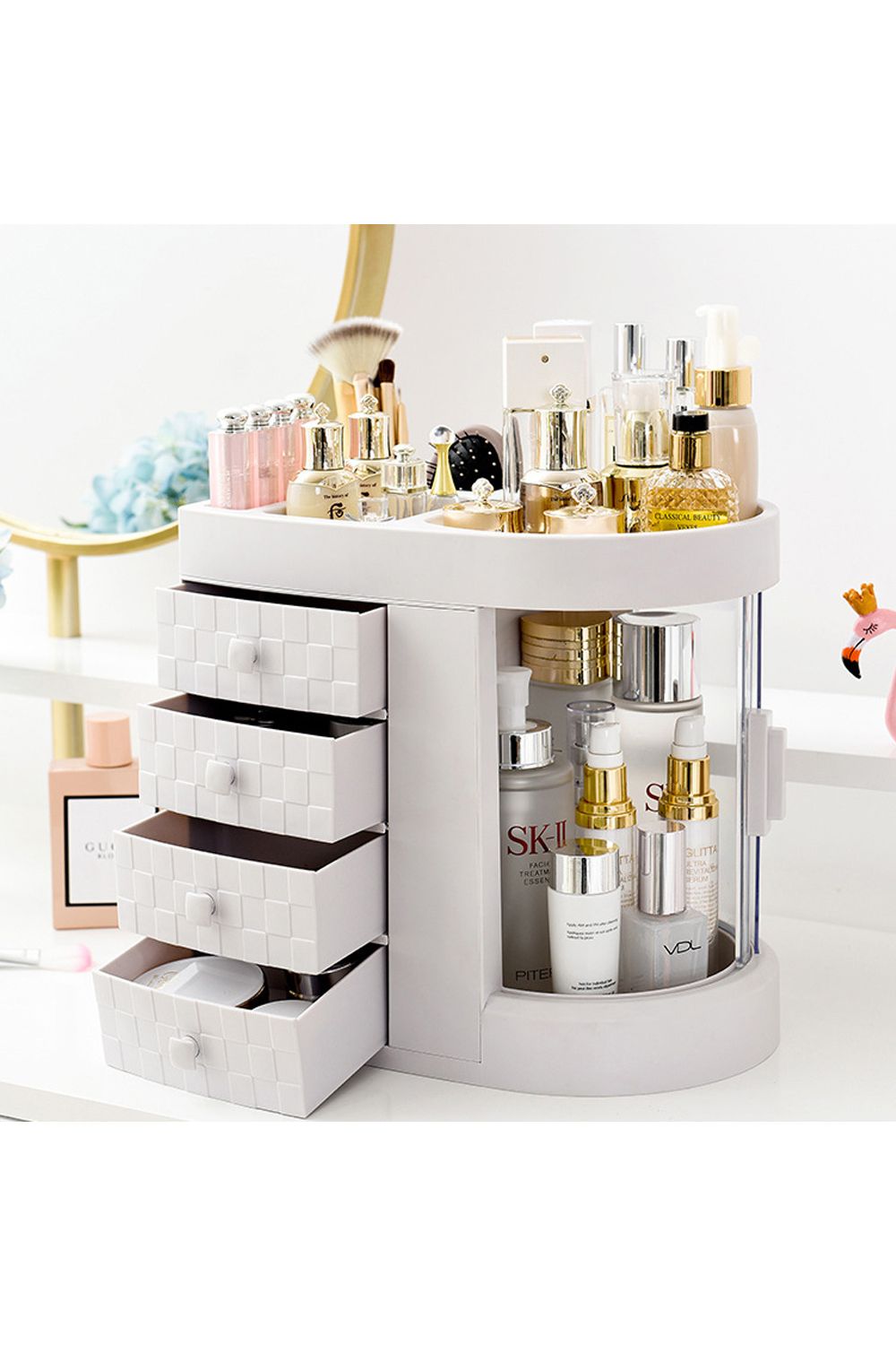 Acrylic Desktop Makeup Cosmetic Organizer with 4 Drawers