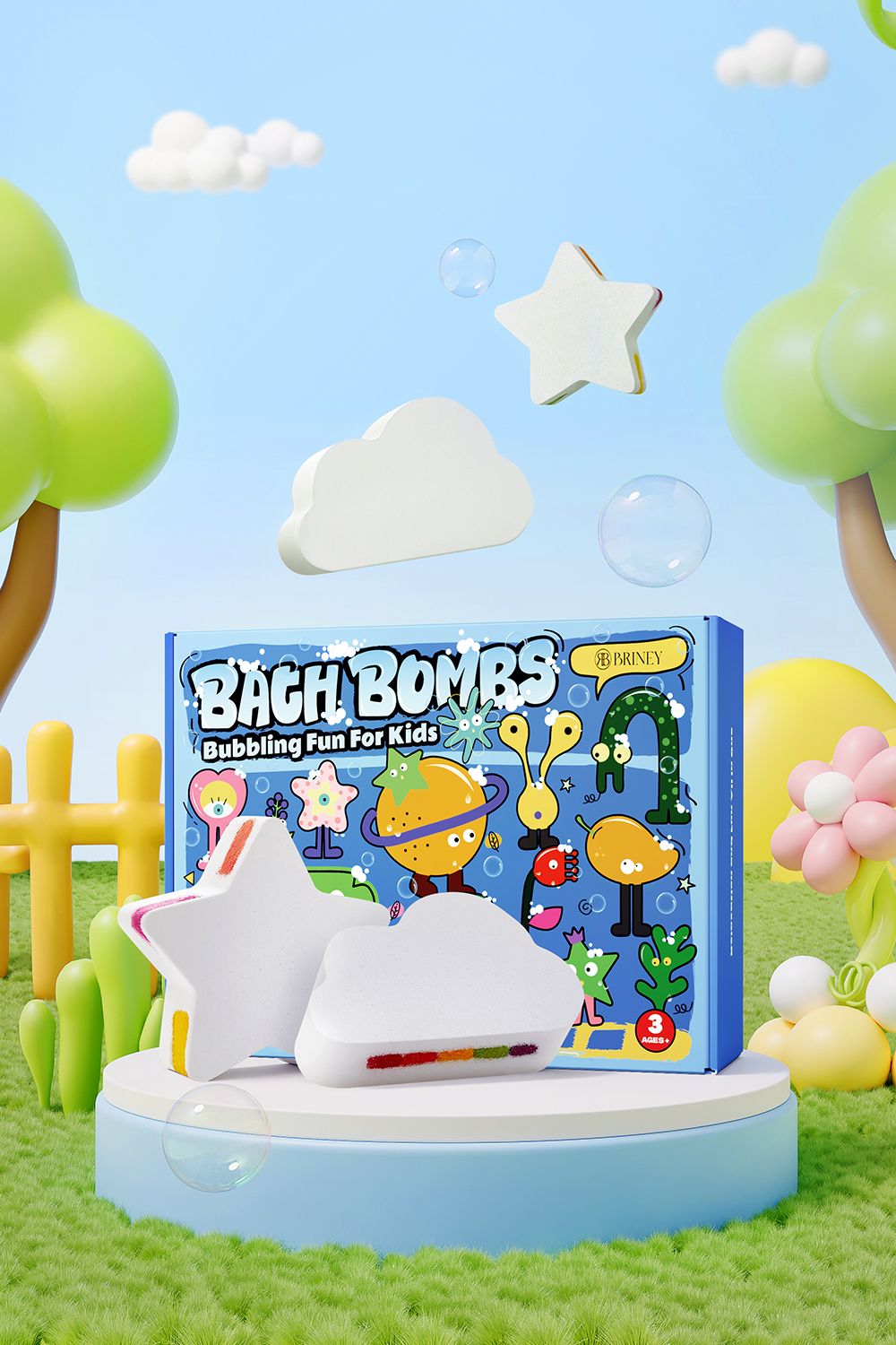 8Pcs Star Cloud Rainbow Bath Bomb Set