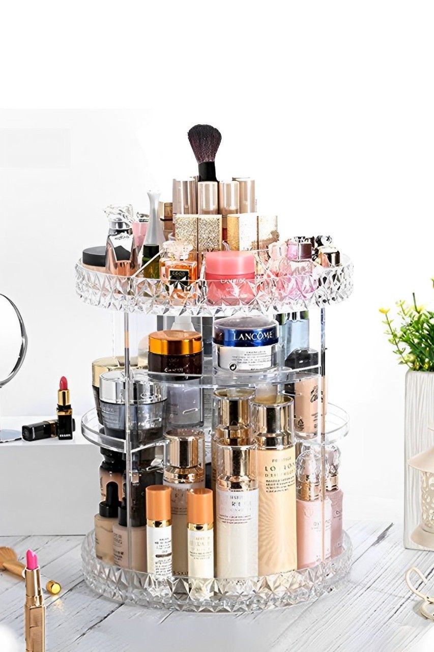 360 Roating Cosmetic Organizer Transparent Acrylic Rotating Multifunctional Makeup Organizer