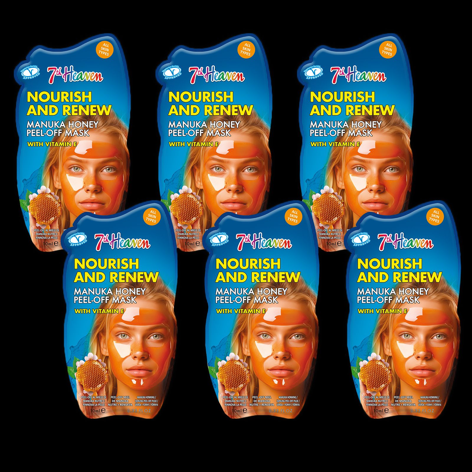 Manuka Honey Peel Off Face Mask with Vitamin E, Pack of 6