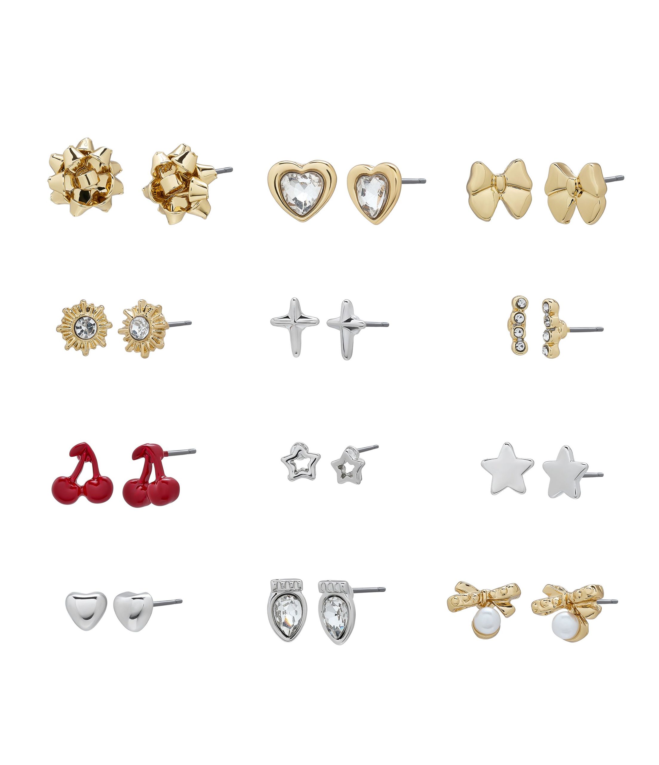 Bow Mixed Stud Earring 12-Piece Set
