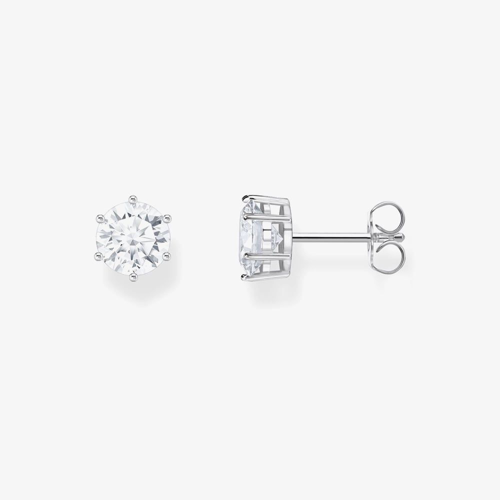 Large Sterling Silver Zirconia Stud Earrings H2300-051-14