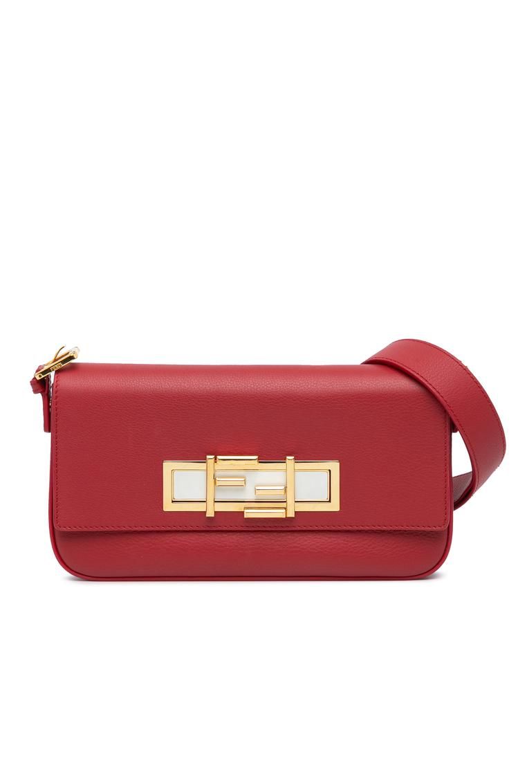 Preloved Elegant Leather Bag with Adjustable Shoulder Strap and Secure