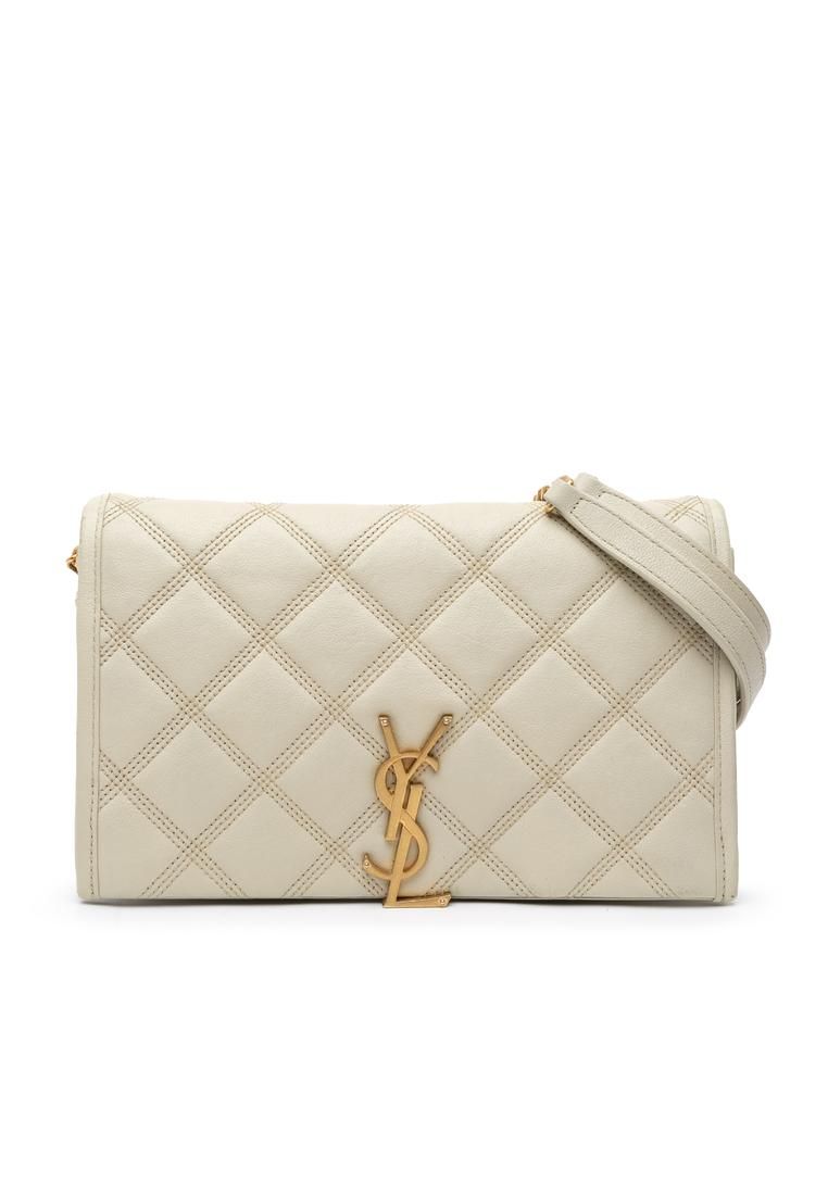 Preloved Becky Crossbody Quilted Leather- White Shoulder Bag