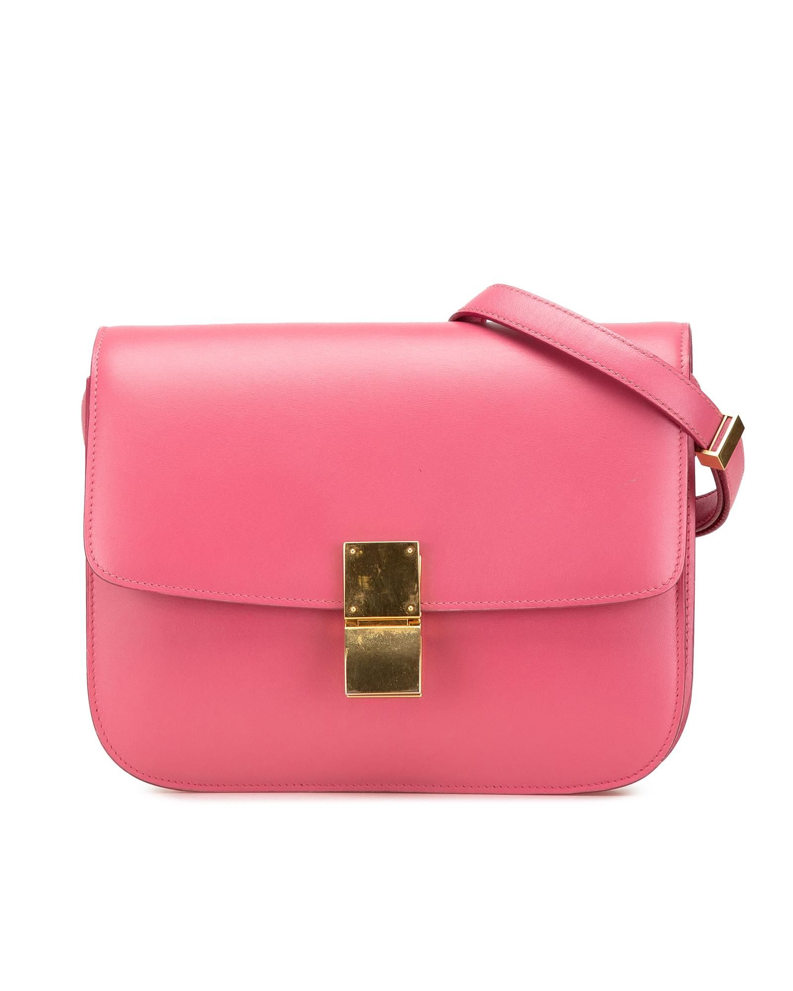 Preloved Pink Leather Crossbody Bag Women