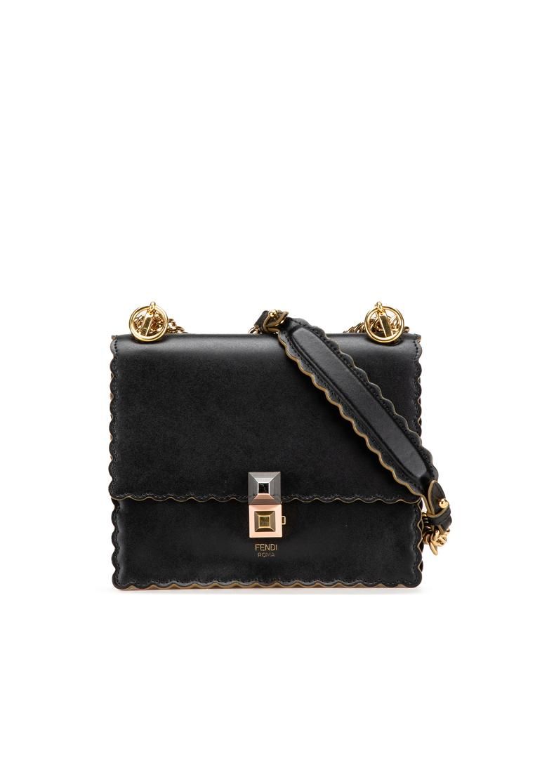 Preloved Leather Handbag with Chain Strap- Black Crossbody Bags