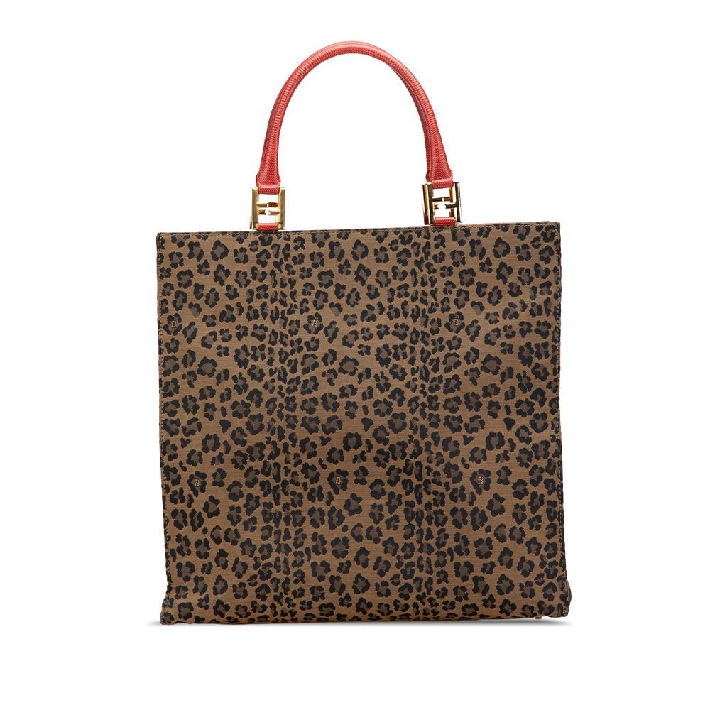 Preloved Leopard Print Tote- Brown Tote Bags