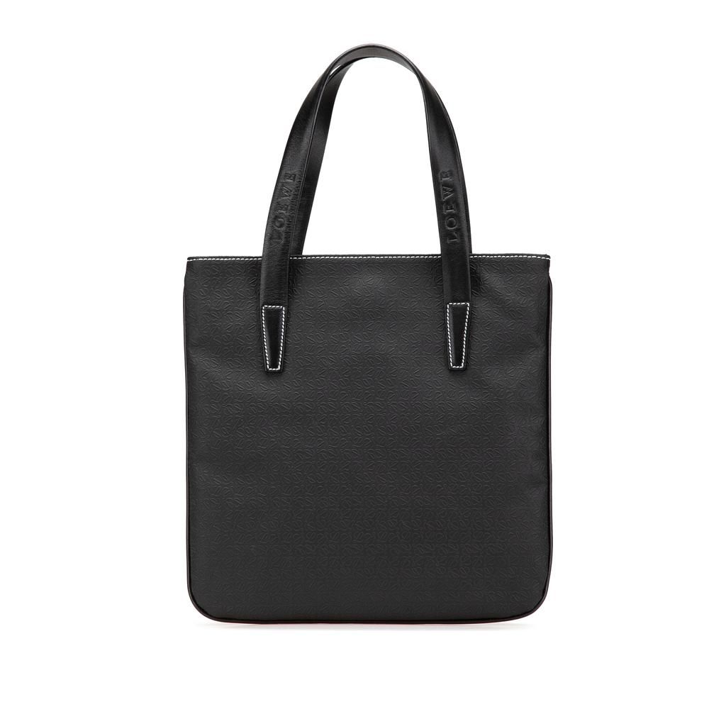 Preloved Anagram Embossed Leather Tote- Black Tote Bags