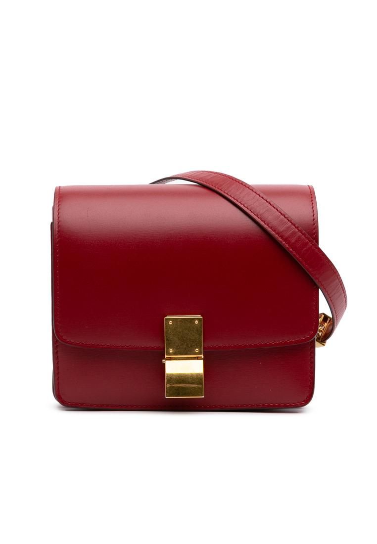 Preloved Classic Box Bag Leather- Red Crossbody Bags