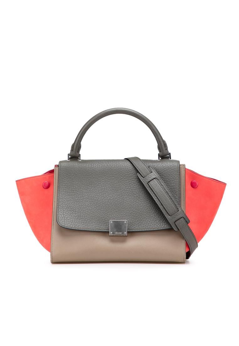 Preloved Leather Top Handle Bag with Shoulder Strap- Brown