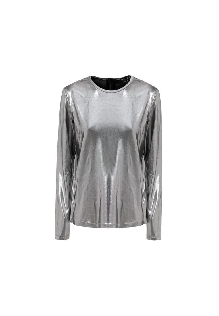 Metallic LongSleeve Top- Gray T-Shirts