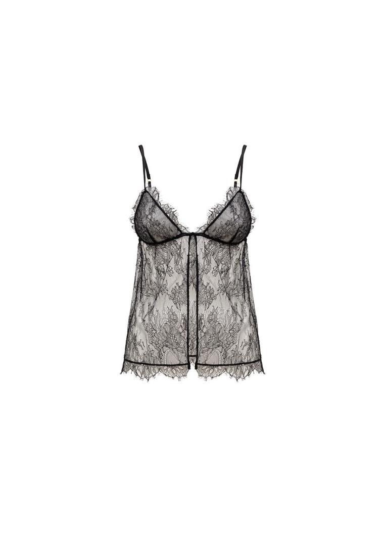 Lace Babydoll VNeck Sleeveless- Black Clothing