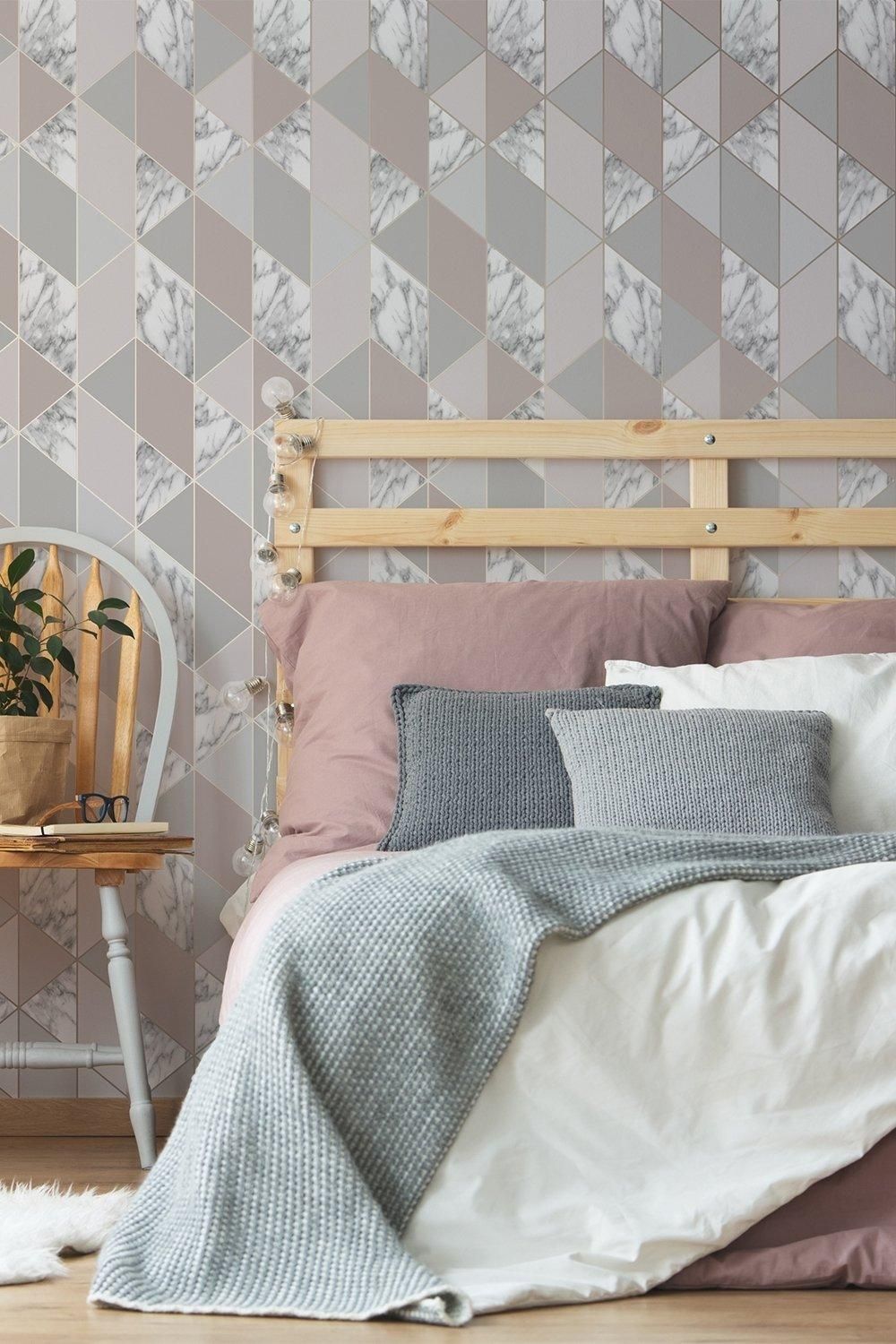 Marble Metallic Geometric Wallpaper