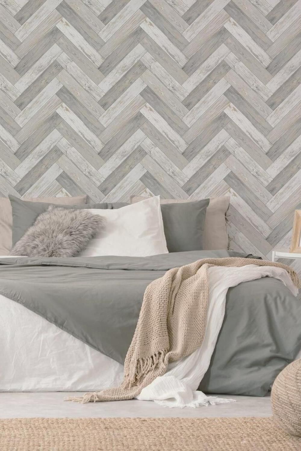 Sublime Rustic Wood Parquet Natural / Gold Wallpaper