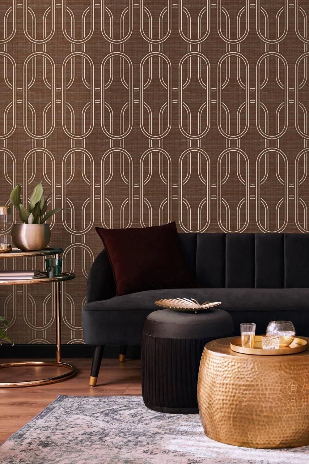 Boutique Ruby Indulgent Geometric Wallpaper