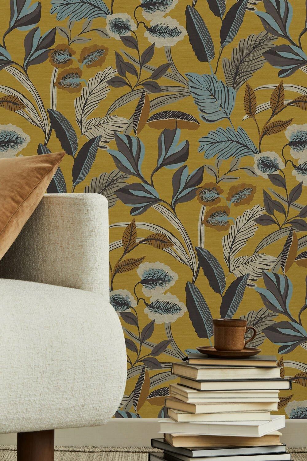 Sublime Paradise Arts Ochre Leaves Wallpaper