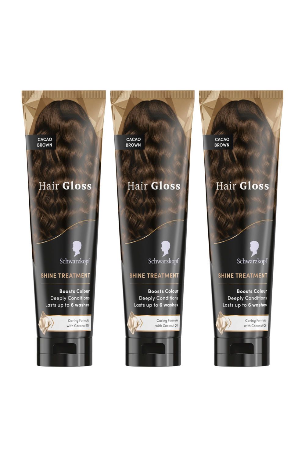 'Hair Gloss' Shine Treatment Cacao Brown 150ml, 3 Pack