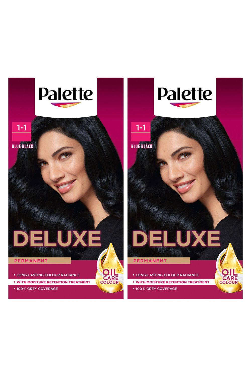 Deluxe 'Hair Dye' 1-1 Blue Black Permanent Creme Colour Intense Shine 50ml, 2 Pack