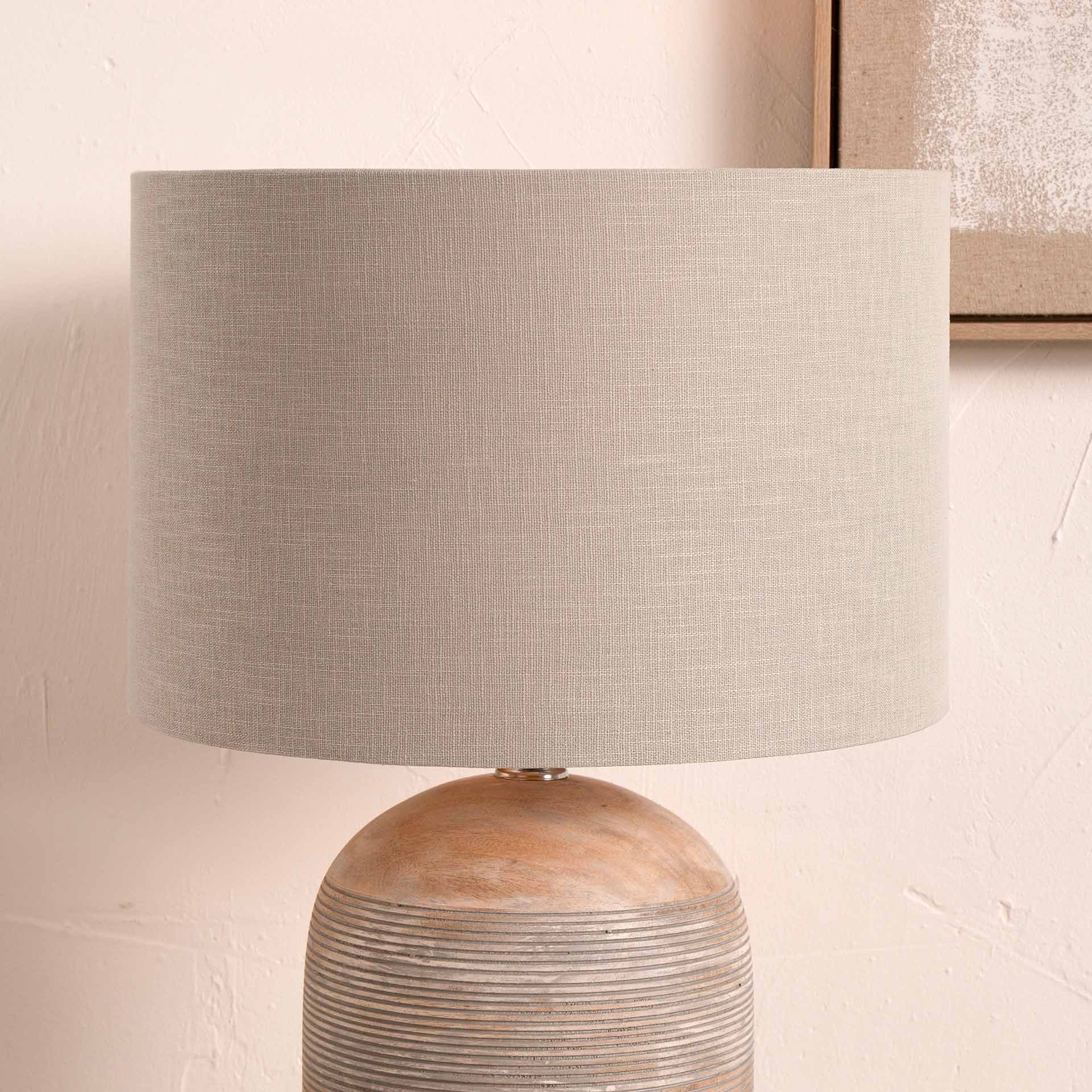 Soft Grey Self Lined Linen Drum Lamp Shade for Table Lamps and Floor Lamps