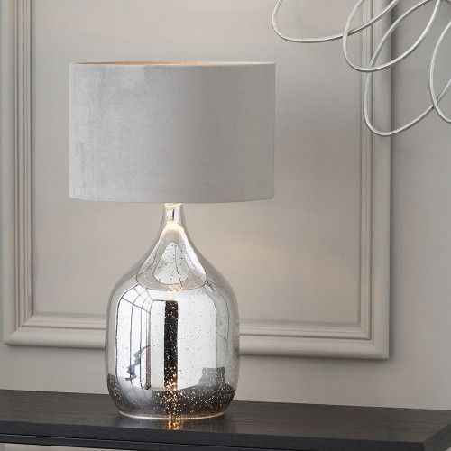 Gold Foxed Glass Dual Light Table Lamp with Black Shade