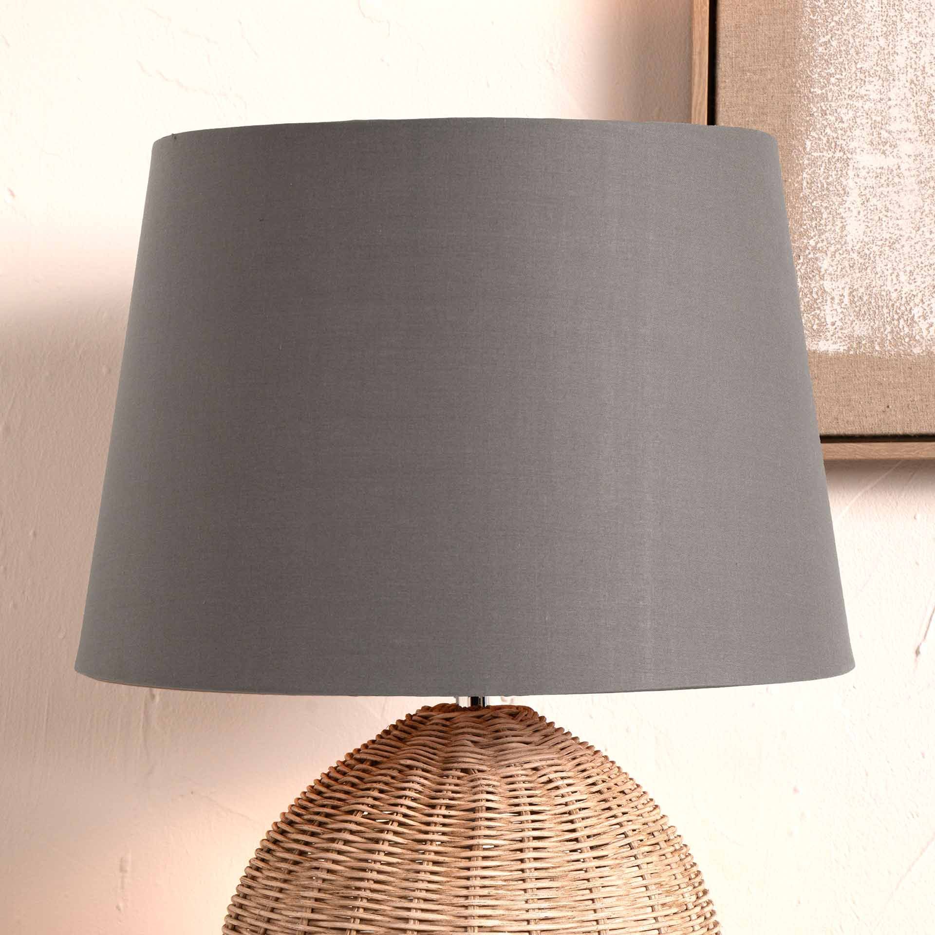 Grey Tapered Poly Cotton Lamp Shade for Table Lamps and Floor Lamps