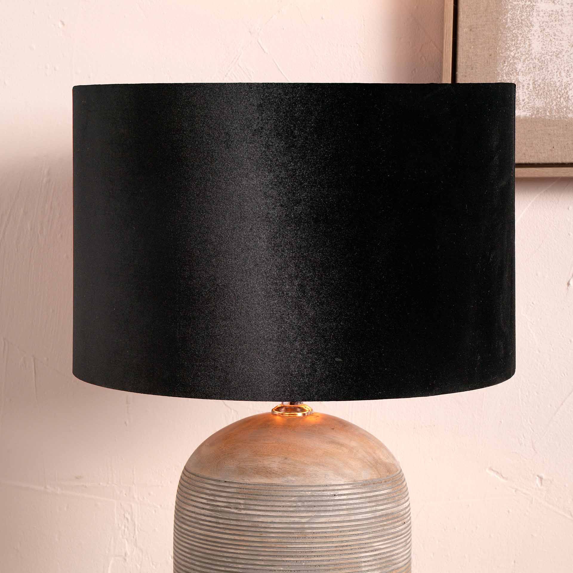 Black Velvet Cylinder Shade For Floor Lamps