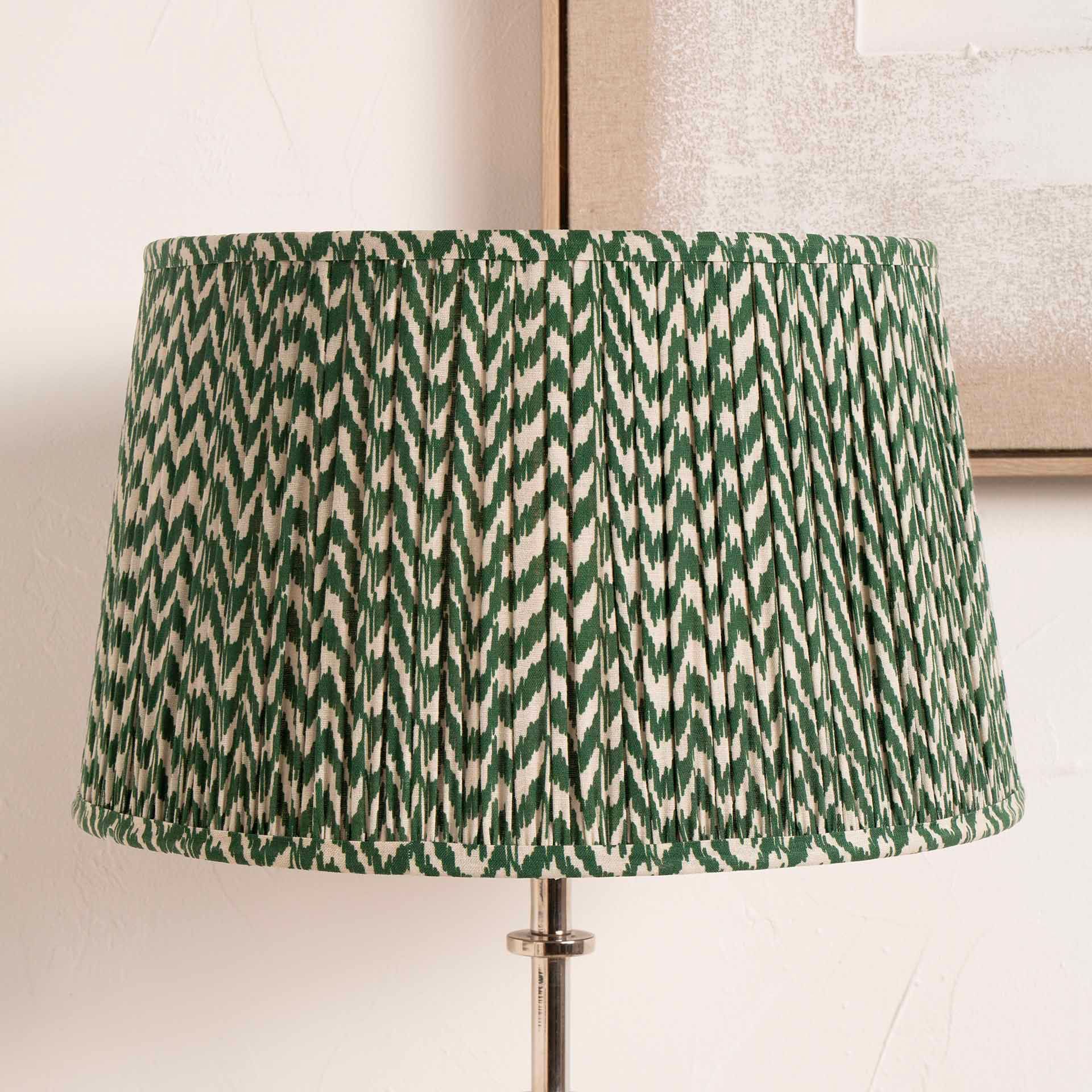 Forest Green Chevron Tapered Pleat Lampshade For Table Lamps