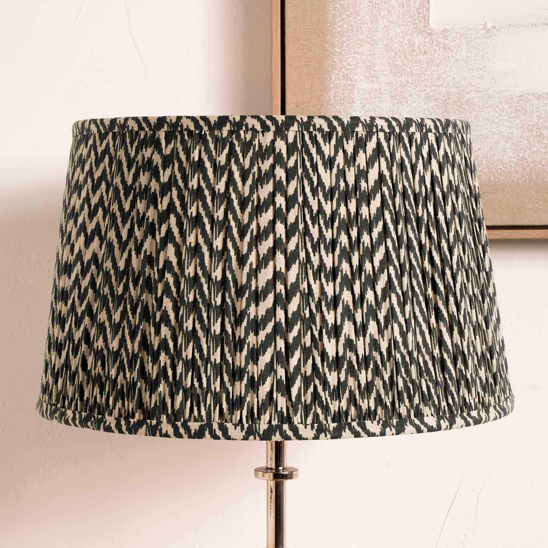 Black Chevron Tapered Pleated Shade for Table Lamps