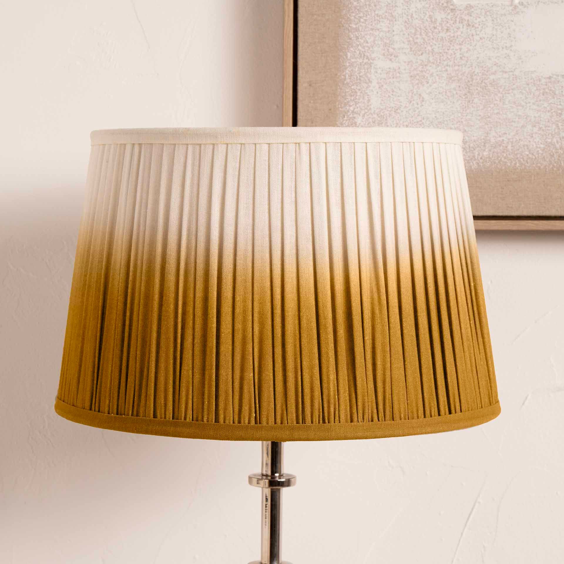 Mustard Yellow Ombre Pleated Tapered Lamp Shade for Table Lamps