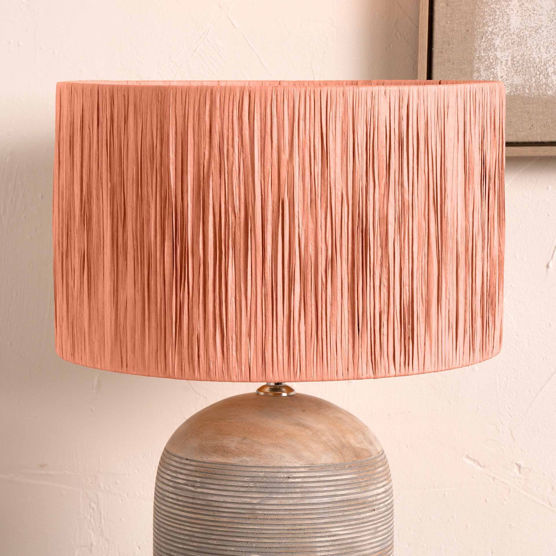 Coral Raffia Cylinder Lamp Shade for Table Lamps
