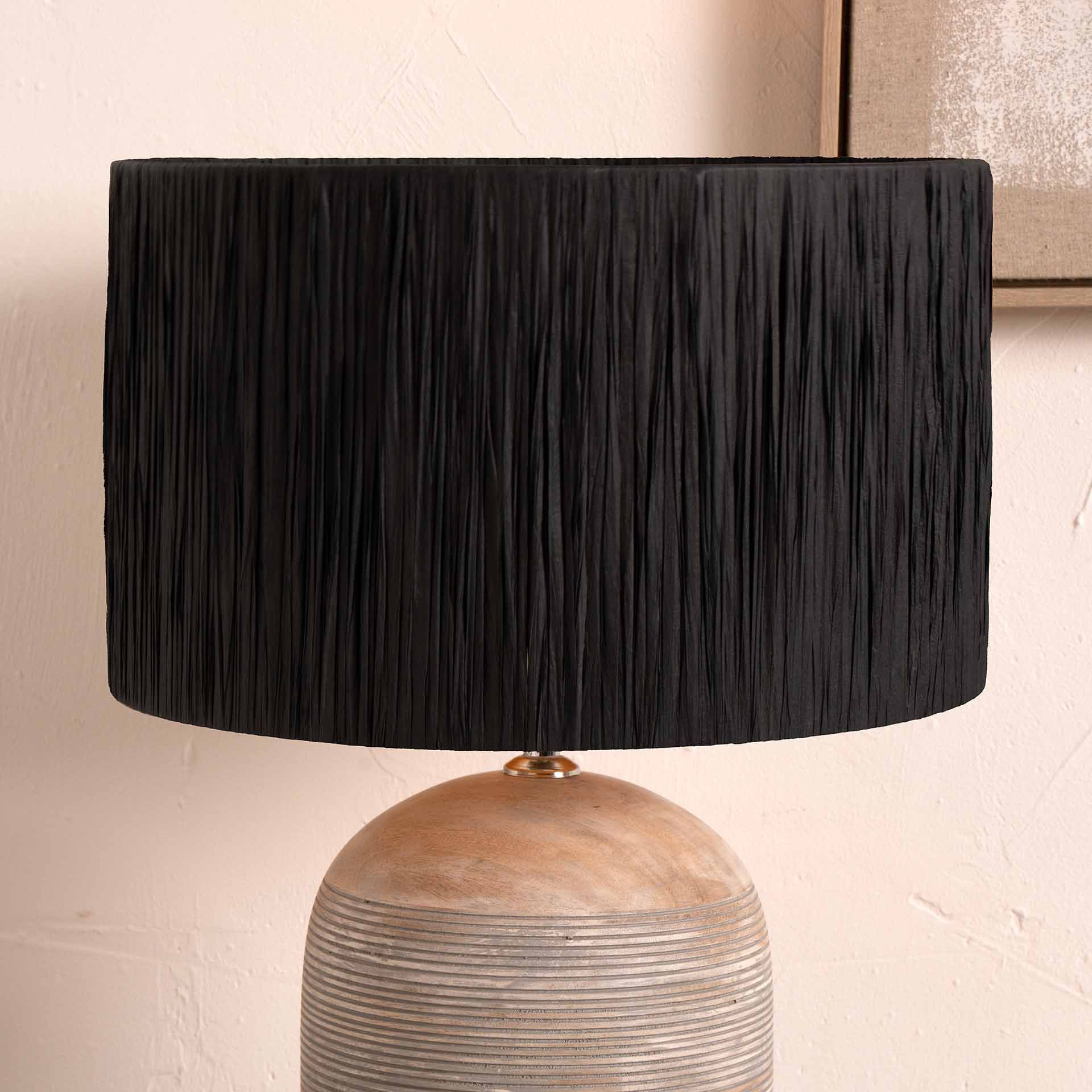 Black Raffia Cylinder Lampshade for Table Lamps