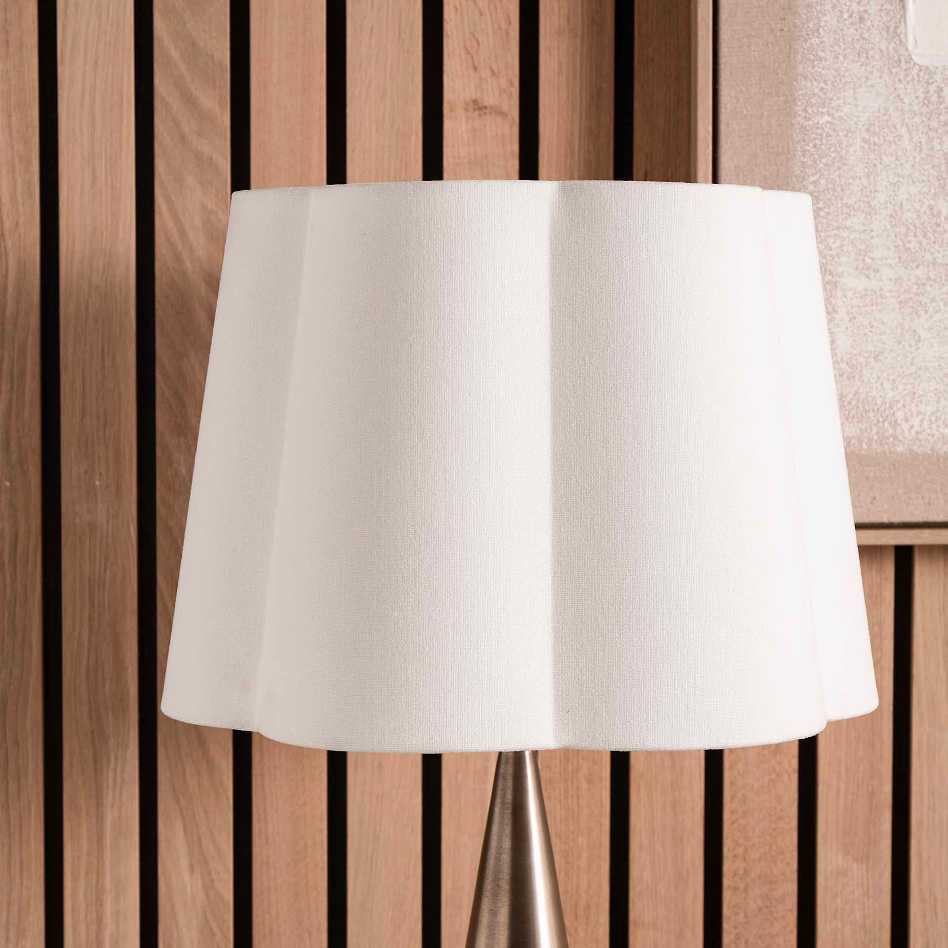 White Handloom Tapered Scalloped Lampshade for Table Lamps