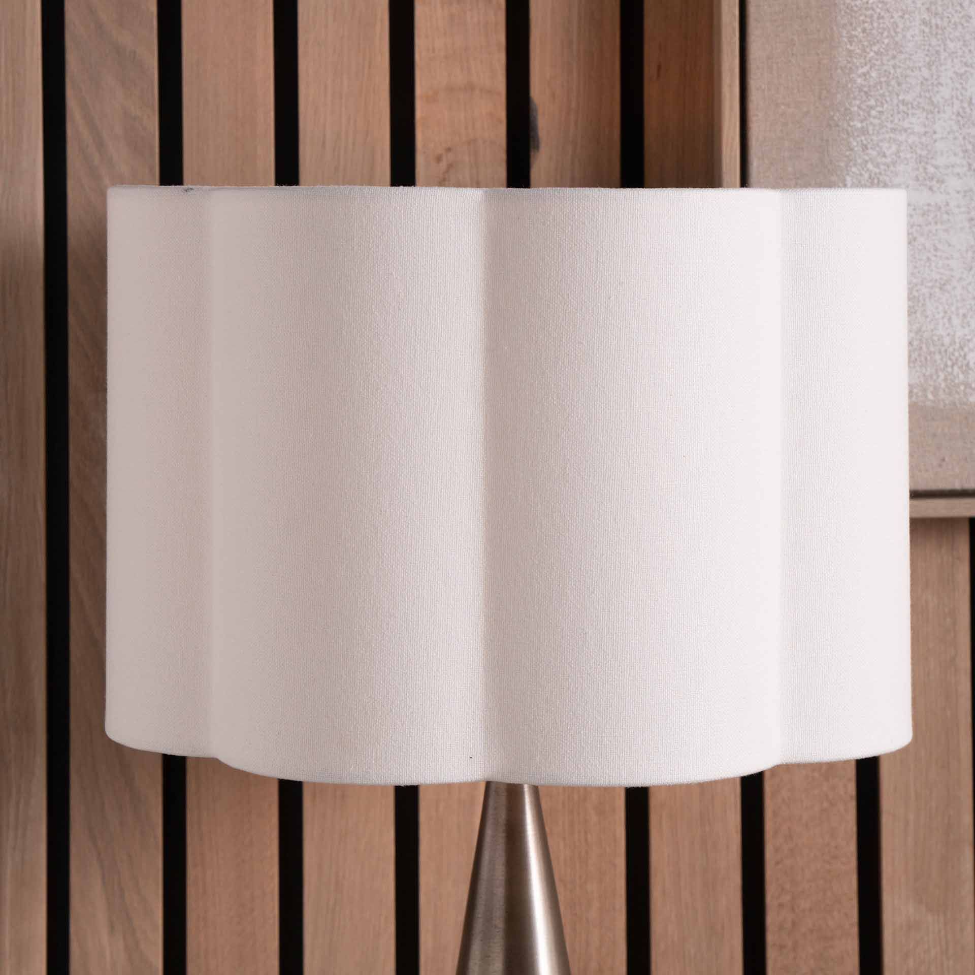 White Handloom Scalloped Cylinder Shade for Table Lamps