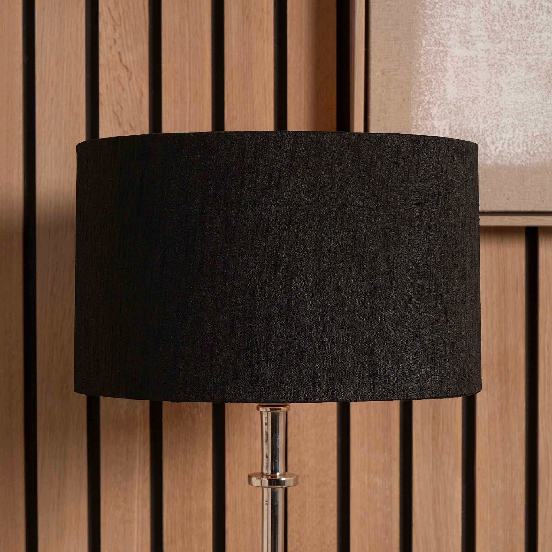 Black Slubbed Faux Silk Gold Lined Cylinder Shade for Floor Lamp