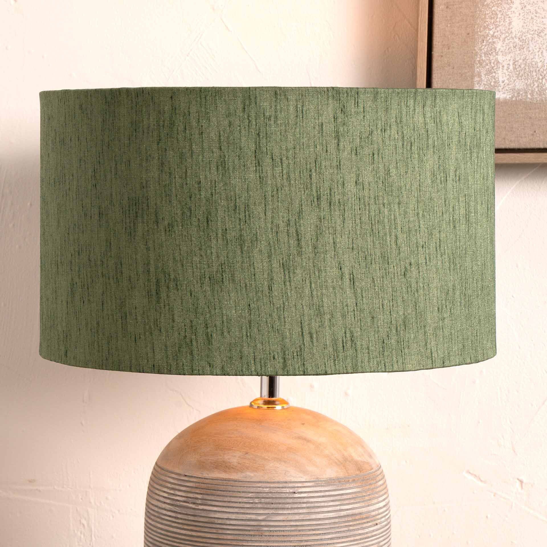 Sage Green Slubbed Faux Silk Gold Lined Cylinder Shade for Table Lamp