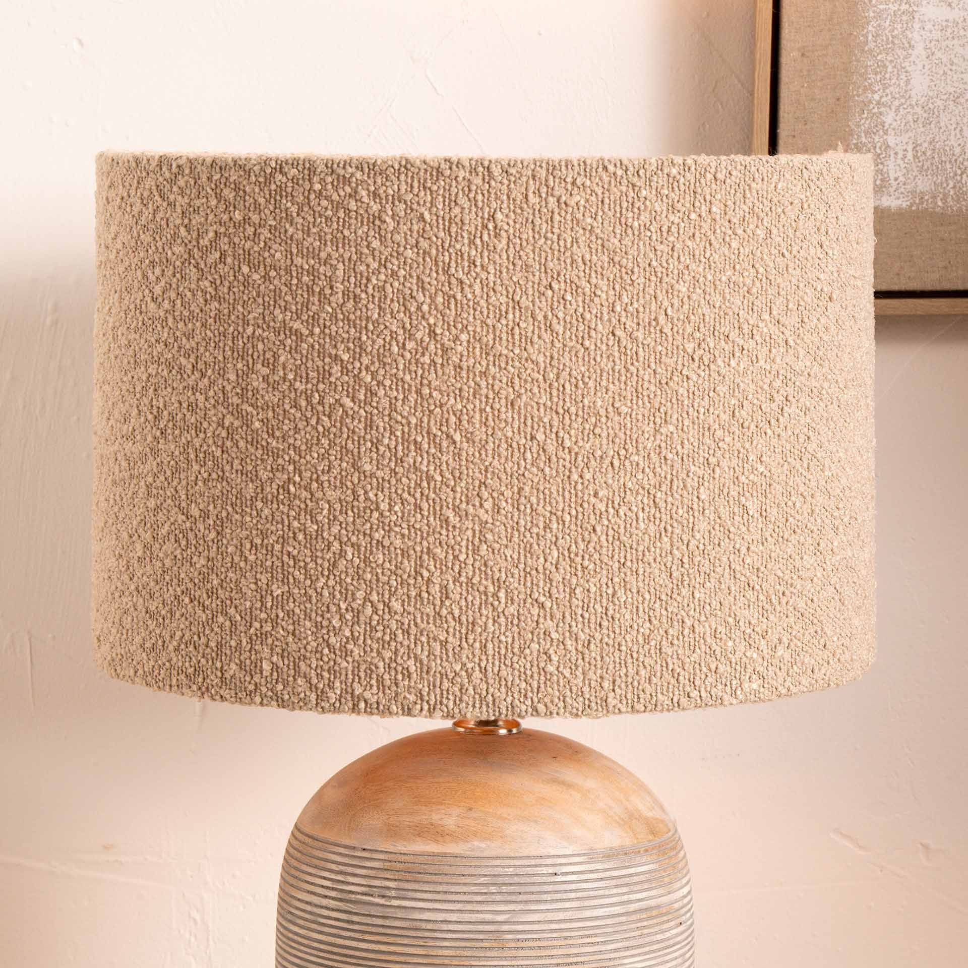 Taupe Boucle Cylinder Lamp Shade For Table Lamps