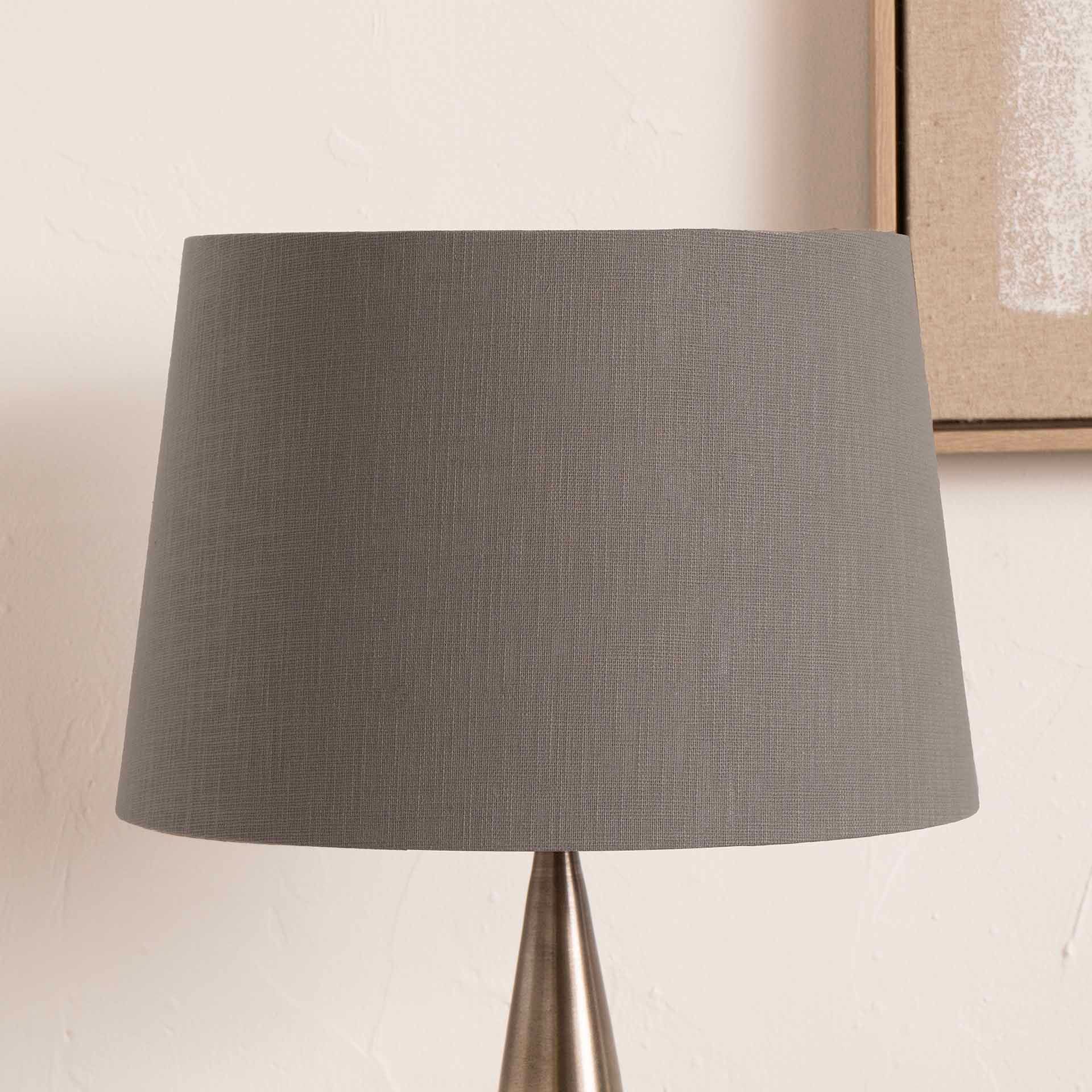 Dark Grey Self Lined Linen Tapered Cylinder Shade for Table and Floor Lamps