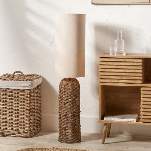Brown Woven Seagrass Floor Lamp